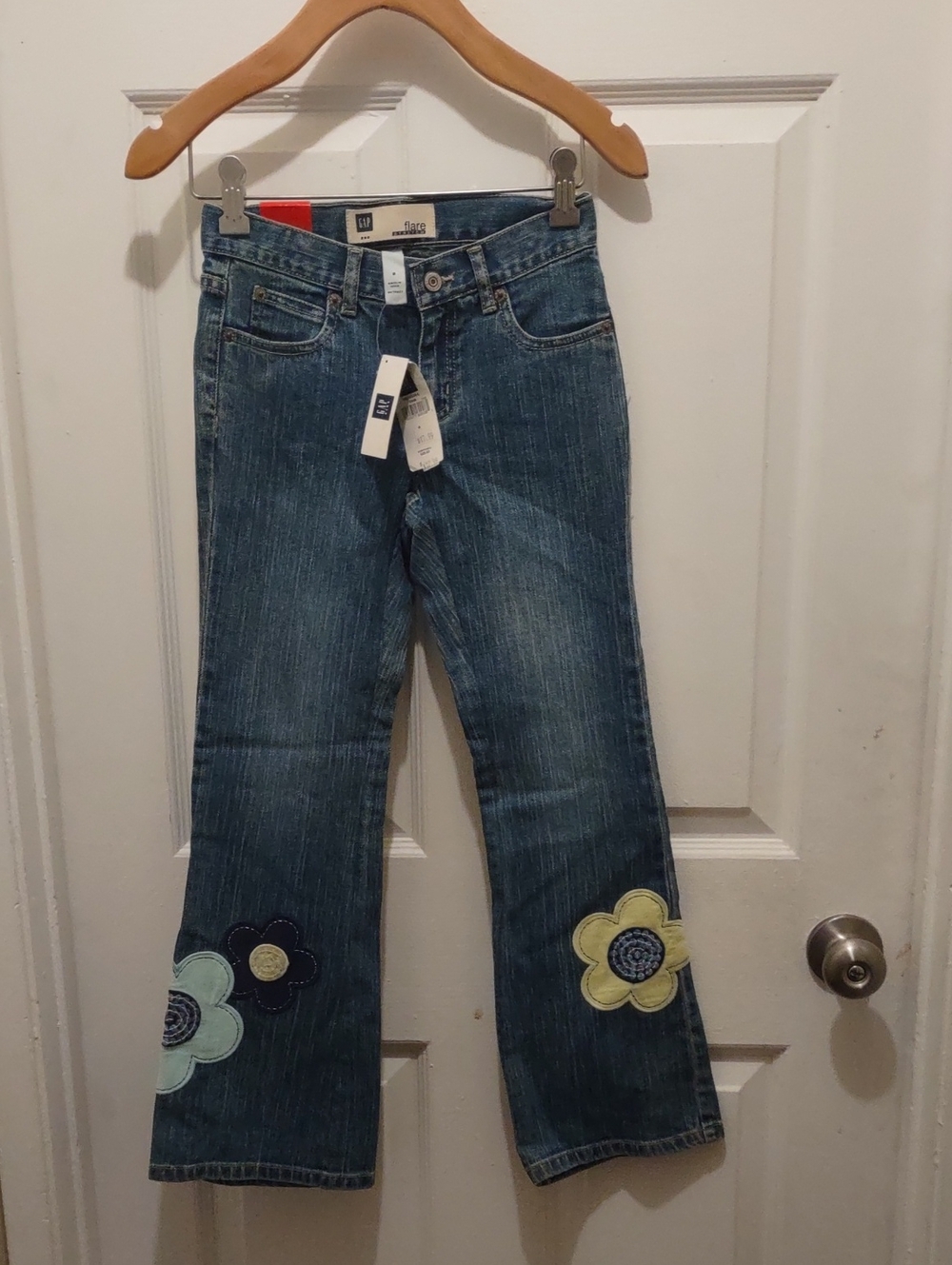 Gap Kids girl Blue Floral Embroidered Bootcut Jeans Size 8 New